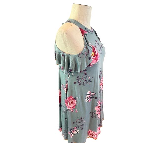 Pomelo Tank Top Womens Large Gray Floral Sleeveless Ruffle Pullover Outdoor - Picture 6 of 8